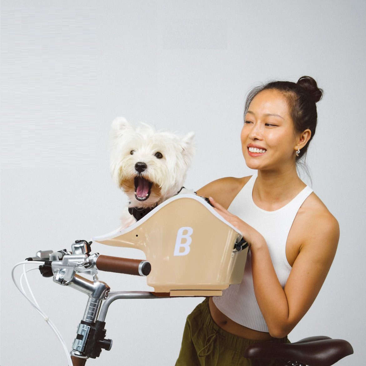 B&B Canine Copilot Crema Beige - Asiento de bicicleta para mascotas