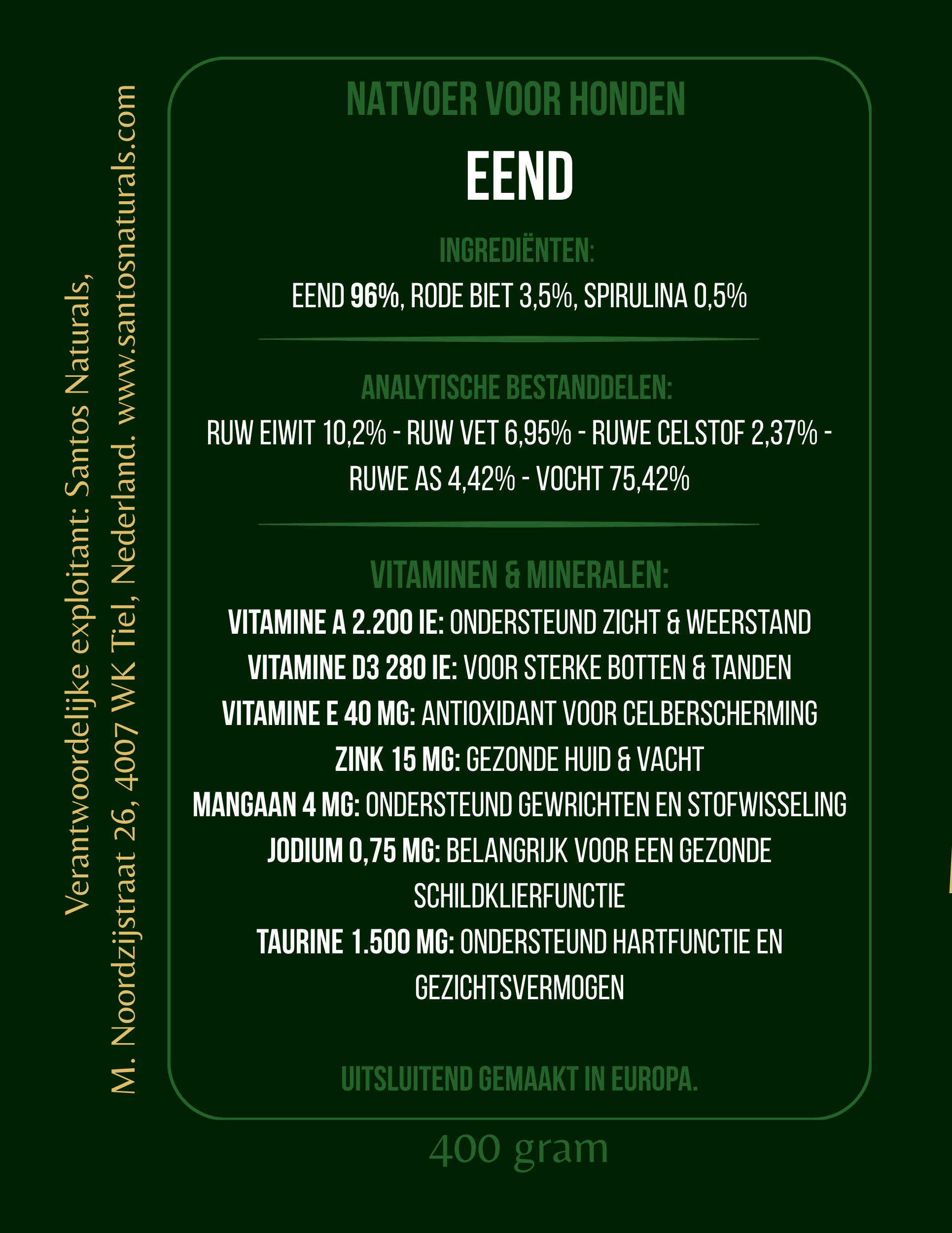 Natvoer Eend 96% - Monoproteïne & Graanvrij